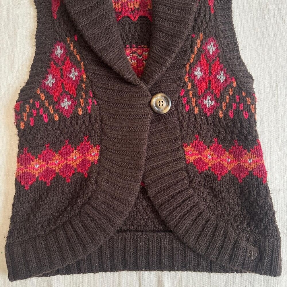 Abercrombie & Fitch Brown and Red Knit Sweater Vest Size Small - Picture 3 of 8